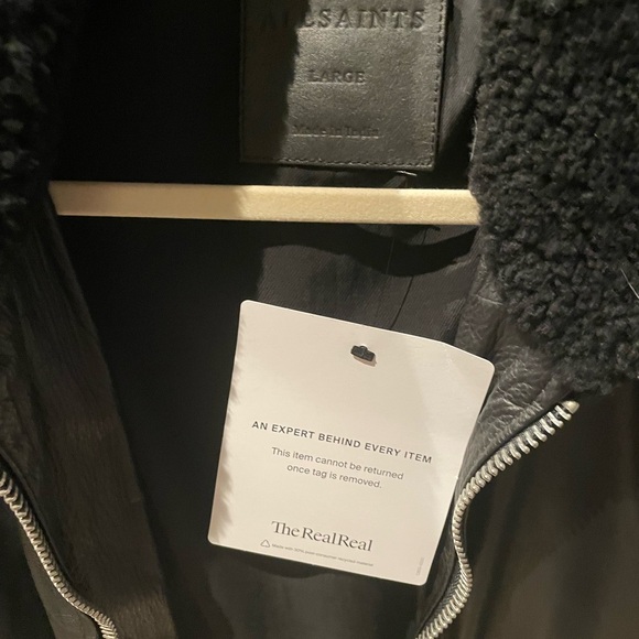 All Saints Leather Aviator Jacket - Picture 2 of 5